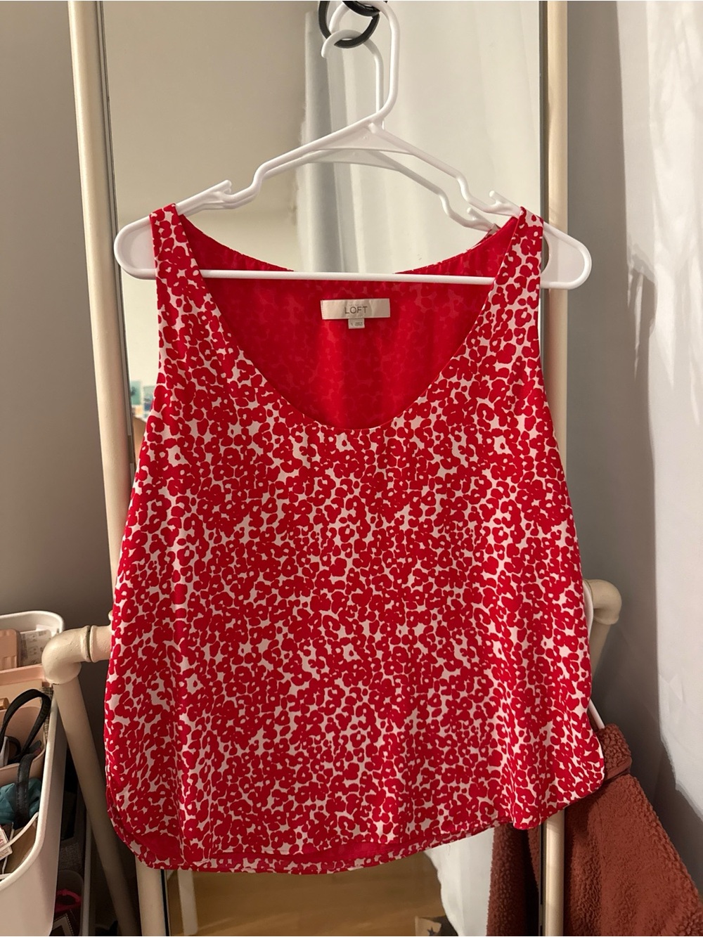 LOFT Red and White Printed Scoop Neck Camisole
